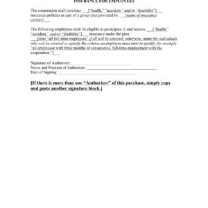 Authorization of Group Health, Accident, or Disability Insurance for Employees