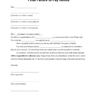 Final Failure to Pay Notice