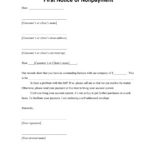 First Notice of Nonpayment