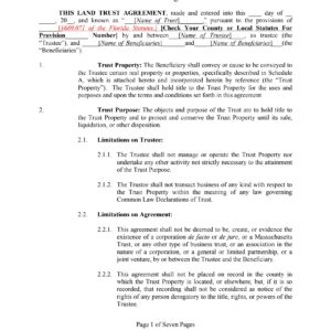 Land Trust Agreement Template