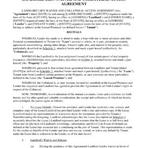 Landlord Lien Waiver and Collateral Access Agreement