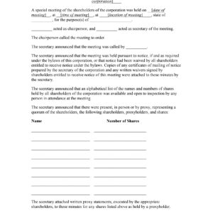 Minutes of the Annual Meeting of Shareholders