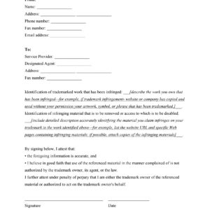 Notice of Claimed Trademark Infringement