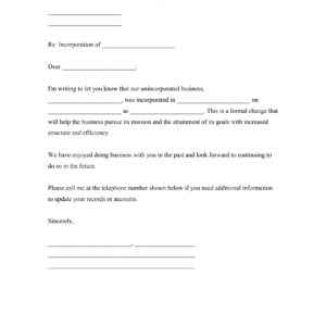 Notice of Incorporation Letter