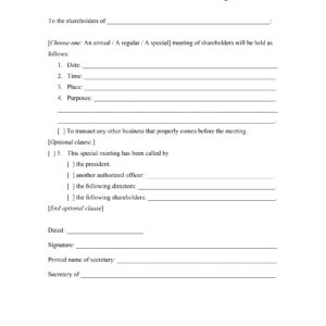 Notice of Shareholders' Meeting