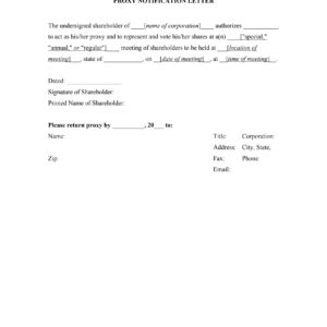 Proxy Notification Letter