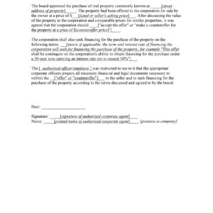 Purchase of Real Property (Corporate)