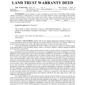 Land Trust Deed Template